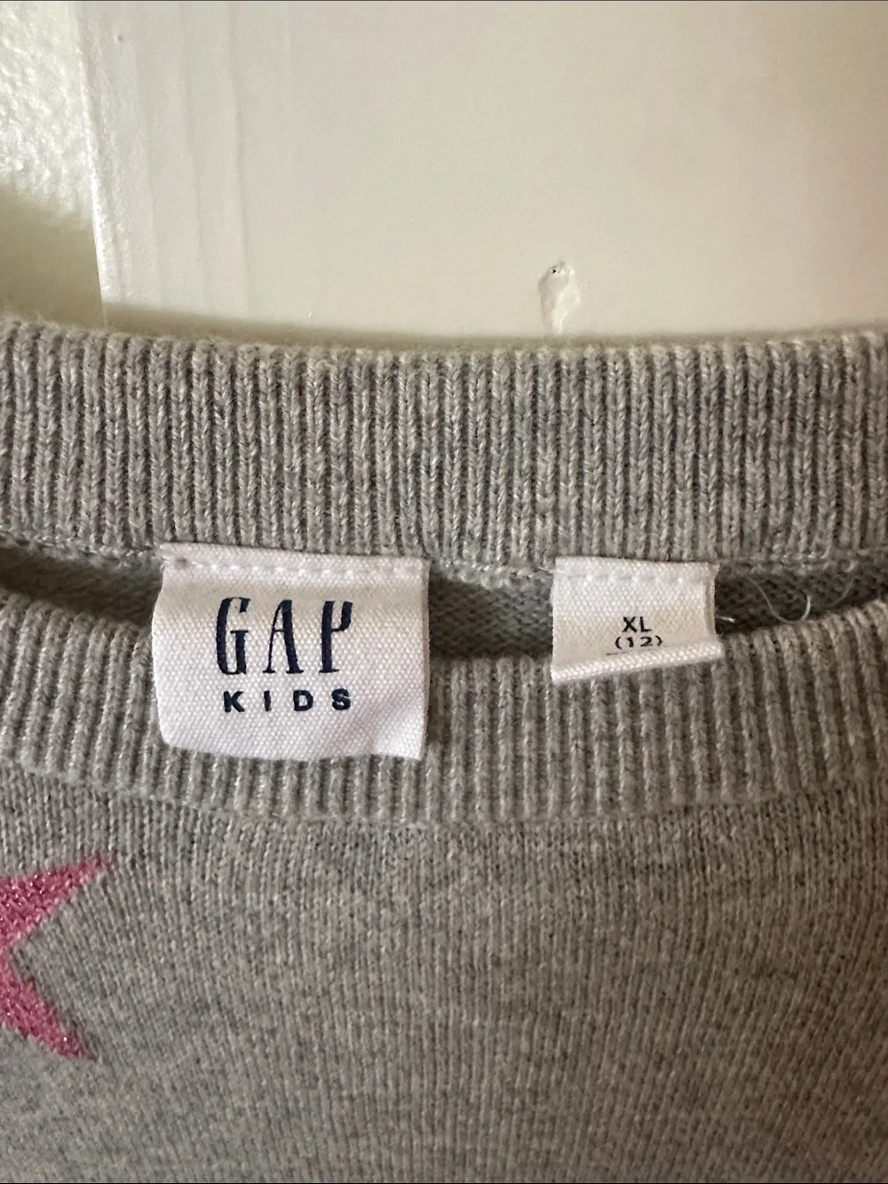 GAP Kids Gray Crewneck Sweater with Pink Star